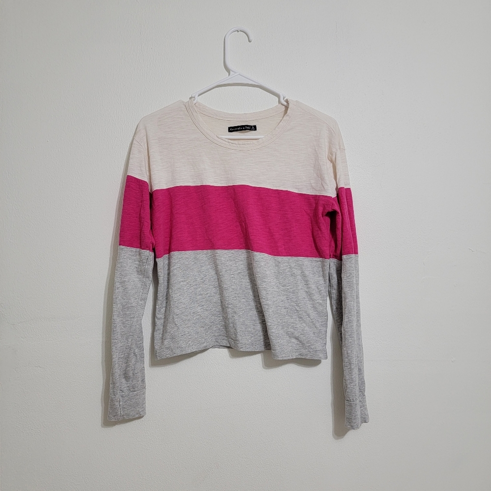 Pink and Gray Abercrombie Long Sleeve Shirt